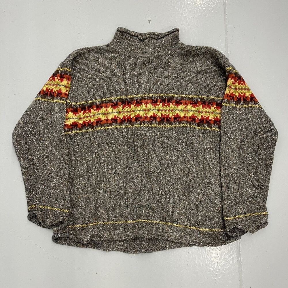 Vintage 90s Fresno Grey Mock Neck Pattern Sweater
